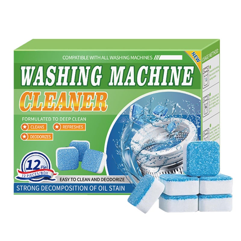 Deyuoau Premium Washing Machine Cleaner Tablets - Washer Machine Cleaner Tablets for Deep Clean & Deodorize, Fits Front Load & Top Load Washers, 12 Pieces Pack - Image 1